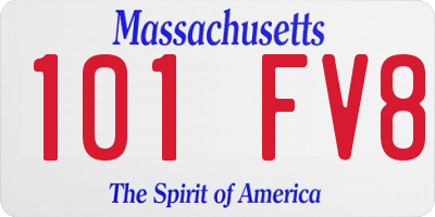 MA license plate 101FV8