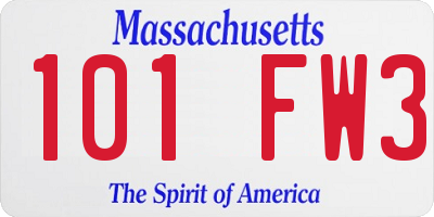 MA license plate 101FW3