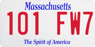 MA license plate 101FW7