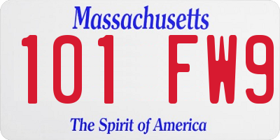 MA license plate 101FW9