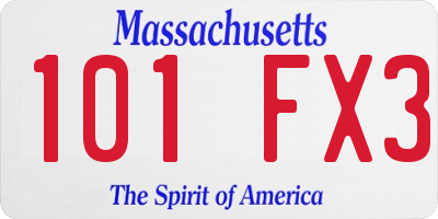 MA license plate 101FX3