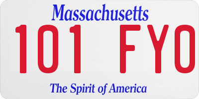 MA license plate 101FY0