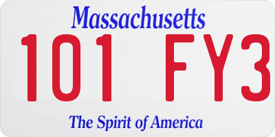 MA license plate 101FY3