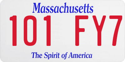 MA license plate 101FY7