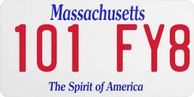 MA license plate 101FY8