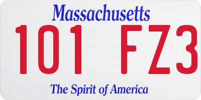 MA license plate 101FZ3