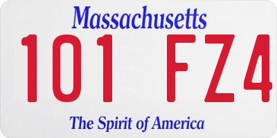 MA license plate 101FZ4