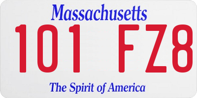 MA license plate 101FZ8