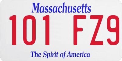 MA license plate 101FZ9