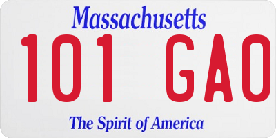 MA license plate 101GA0