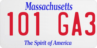 MA license plate 101GA3