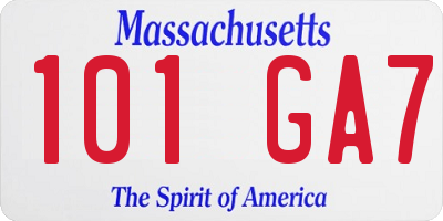 MA license plate 101GA7