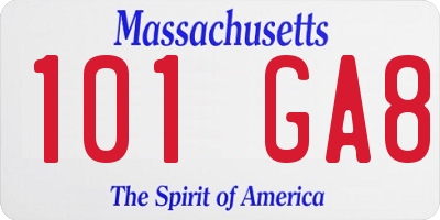 MA license plate 101GA8