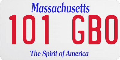 MA license plate 101GB0