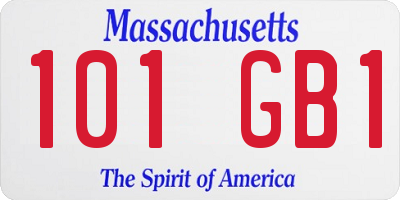 MA license plate 101GB1