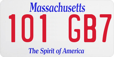 MA license plate 101GB7