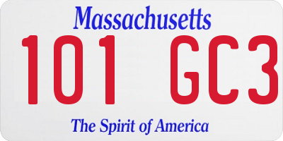 MA license plate 101GC3