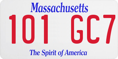 MA license plate 101GC7