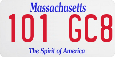 MA license plate 101GC8