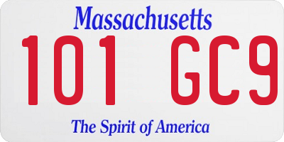 MA license plate 101GC9