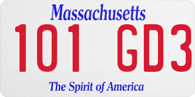 MA license plate 101GD3