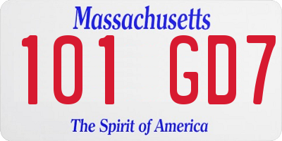 MA license plate 101GD7