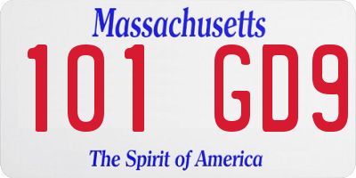 MA license plate 101GD9