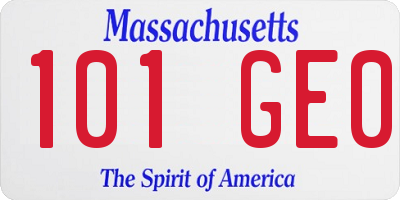 MA license plate 101GE0