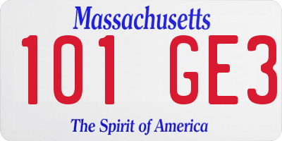 MA license plate 101GE3