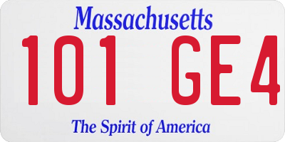 MA license plate 101GE4