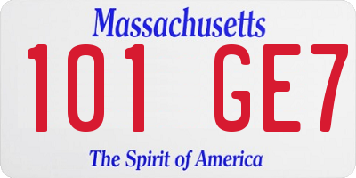 MA license plate 101GE7