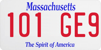 MA license plate 101GE9