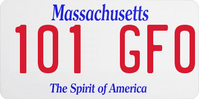 MA license plate 101GF0