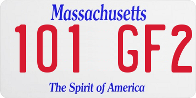 MA license plate 101GF2