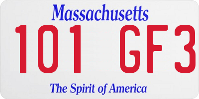 MA license plate 101GF3