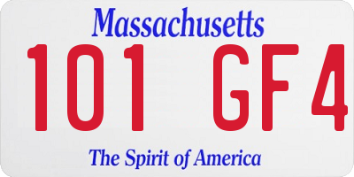 MA license plate 101GF4