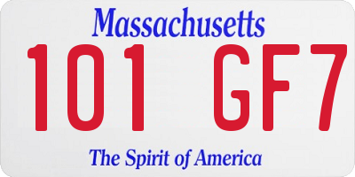 MA license plate 101GF7