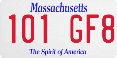 MA license plate 101GF8