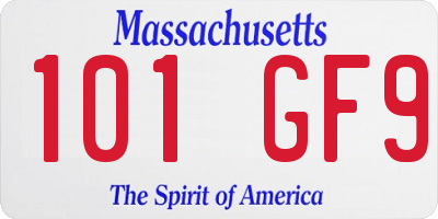 MA license plate 101GF9