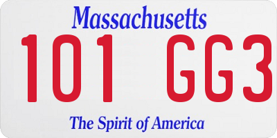 MA license plate 101GG3