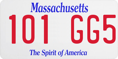 MA license plate 101GG5