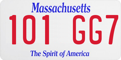 MA license plate 101GG7