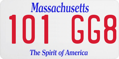 MA license plate 101GG8