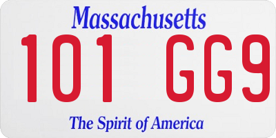 MA license plate 101GG9