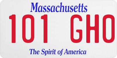 MA license plate 101GH0