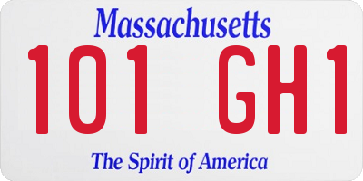 MA license plate 101GH1