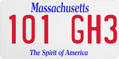 MA license plate 101GH3