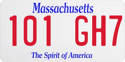 MA license plate 101GH7