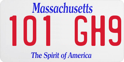 MA license plate 101GH9