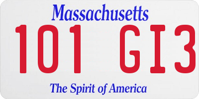 MA license plate 101GI3